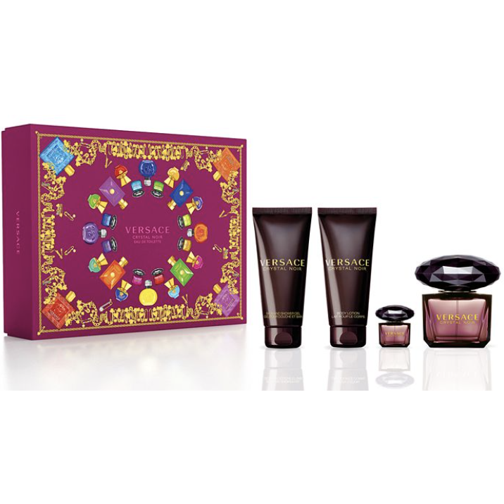 Versace Crystal Noir Set 4 Piezas Perfume Para Mujer 100ml Eau de Toilette